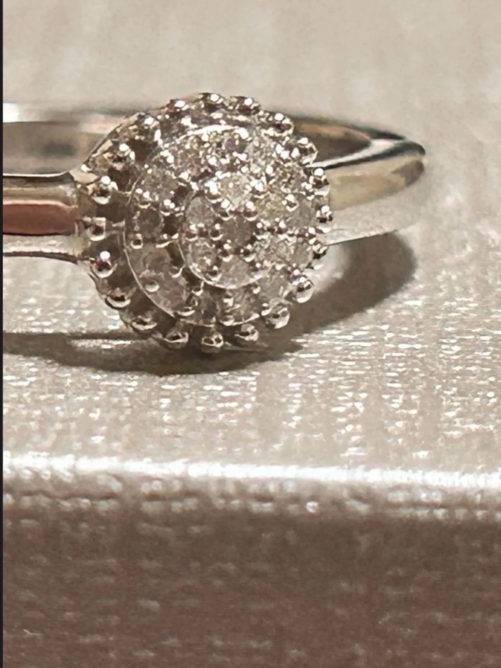Sterling Silver White CZ Halo Cluster Ring